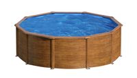 piscina desmontable de acero imitacion madera redonda gre o 46 x 12 m