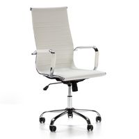 sillon de oficina reclinable blanco piel sintetica altura ajustable