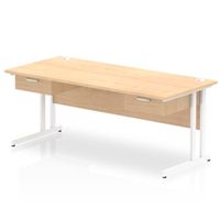 impulse 1800x800 desk maplewhite cantilever leg 2x1 drawer fixed ped