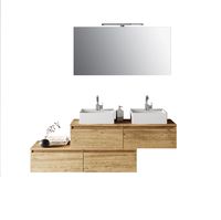 mueble de bano de 8 piezas con doble lavabo en melamina roble miel