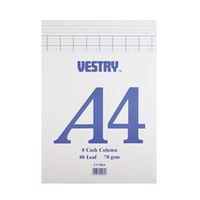 vestry accountants pad 8 cash column 80 leaf a4