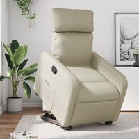 vidaxl sillon reclinable elevable cuero artificial color crema