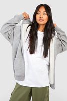 sudadera con capucha de materiales s con cremallera gris