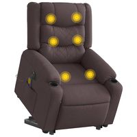 vidaxl sillon masaje electrico reclinable elevable tela marron oscuro