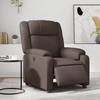 vidaxl sillon reclinable electrico de cuero sintetico marron