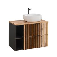 mueble lavabo 2 nichos estratificado marron negro