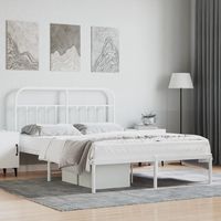 vidaxl estructura cama sin colchon con cabecero metal blanco 140x190cm