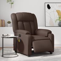 vidaxl sillon de masaje reclinable electrico cuero sintetico marron