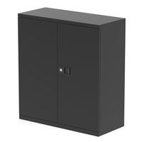 qube by bisley stationery 1000mm 2-door cupboard black with shelf