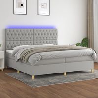 vidaxl cama box spring con colchon tela y led gris claro 200x200 cm