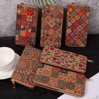 1pc vintage multifuncional cartera larga de cuero pu multi-tarjetero clutch de estilo etnico para hombres y mujeres