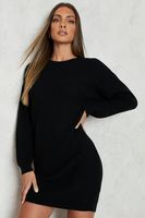 vestido jersey con cuello de caja negro