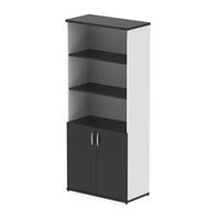 impulse 2000mm open shelves cupboard black and white with black doors