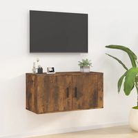 vidaxl mueble para tv de pared roble ahumado 80x345x40 cm