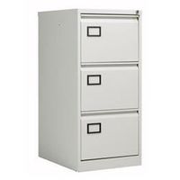 bisley 3 drawer contract steel filing cabinet - goose grey - aoc3gg