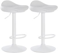 set de 2 taburetes de bar regulable en simil cuero blanco