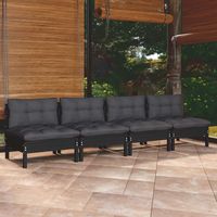 vidaxl sofa de jardin 4 plazas con cojines madera pino gris antracita