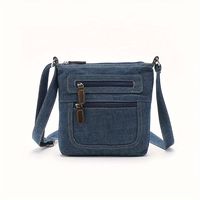 bolsa bandolera vintage de mezclilla con bolsillos frontales bolso cuadrado pequeno informal para el hombro monedero para mujer para uso diario