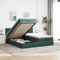 vidaxl estructura de cama otomana colchones terciopelo verde oscuro