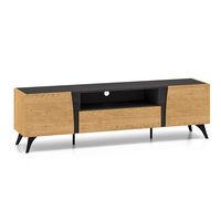 mueble tv 2 puertas 180 cm estratificado marron negro