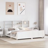 vidaxl cama con estanteria sin colchon madera maciza blanca 200x200 cm