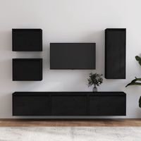 vidaxl muebles para tv 6 piezas madera maciza de pino negro