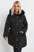 yours chaqueta parka negra con capucha mujer curvy y tallas grandes yours