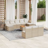 vidaxl set de sofas de jardin 11pzas con cojines ratan sintetico beige