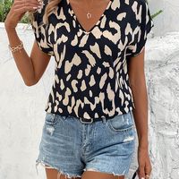 blusa estampada en todo el cuerpo elegante top de manga corta para primavera y verano ropa de mujer