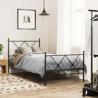 vidaxl estructura cama sin colchon con estribo metal negro 90x190 cm