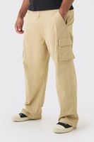 pantalon plus cargo holgado con cintura fija beige