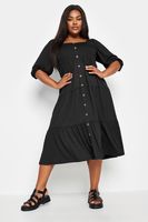 yours vestido negro con botones de adorno mujer curvy y tallas grandes yours