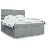 vidaxl cama box spring con colchon tela gris claro 200x200 cm