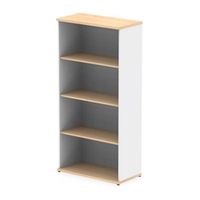 impulse 1600mm bookcase maple and white