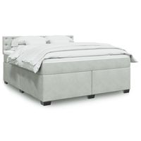 vidaxl cama box spring con colchon terciopelo gris claro 180x200 cm