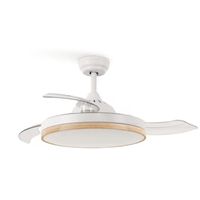 create wind clear ventilador de techo led con aspas retractiles wifi 40w blancomadera