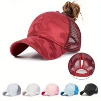 gorra de beisbol de cola de caballo con estampado de camuflaje en color solido con malla transpirable ligera y ajustable ideal para uso diario de mujeres