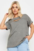 yours camiseta cut out de algodon gris mujer curvy y tallas grandes yours