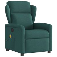 vidaxl sillon de masaje reclinable de tela verde oscuro