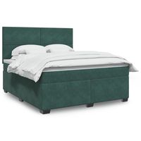 vidaxl cama box spring con colchon terciopelo verde oscuro 180x200 cm