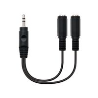 nanocable cable audio estereo jack 35mm macho a 2x jack 35mm hembra 15cm negro