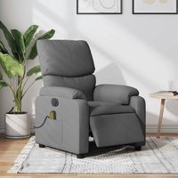 vidaxl sillon reclinable de masaje electrico tela gris oscuro