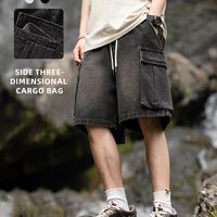 pantalones cortos holgados de mezclilla para hombre con multiples bolsillos pantalones cortos casuales de verano con cordon de algodon para actividades al aire libre