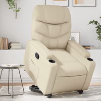 vidaxl sillon reclinable elevable cuero artificial color crema