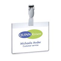 durable visitor badge with strap 60x90mm clear 25 pack