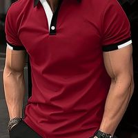 camisa de manga corta con cuello para hombre estilo bloque de color ropa de ocio deportiva de verano