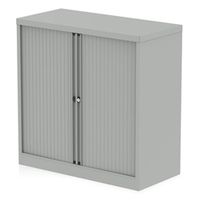 qube by bisley 1000mm side tambour cupboard goose grey no shelves