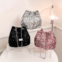 bolso cubo de lentejuelas brillantes bolso de hombro brillante con cordon bolso bandolera de cadena de moda para mujeres - ideal para el carnaval el mardi gras y festivales de musica