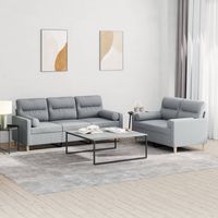 vidaxl juego de sofas con cojines 2 piezas tela gris claro