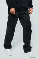 pantalon tall cargo holgado estilo carpintero destenido negro